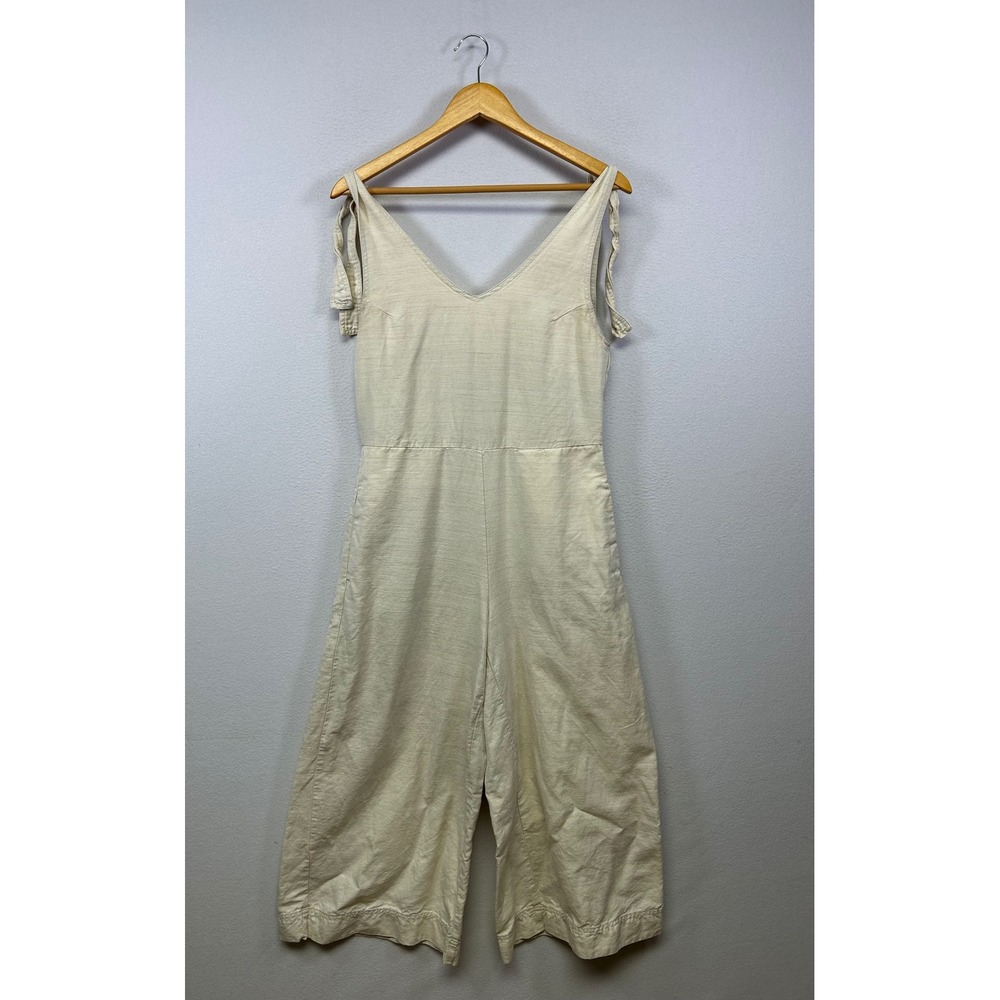 Sustainable United By Blue Womens S Cream Organic Cotton Hemp Cropped Jumpsuit